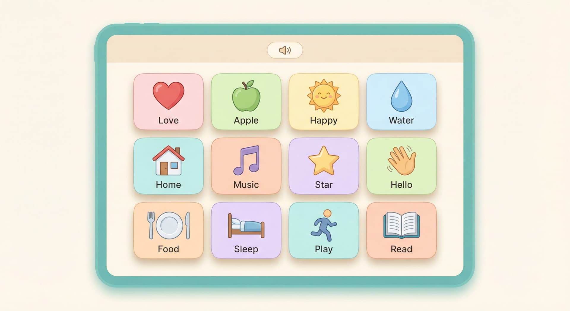 Chautism AAC Communication Board showing symbol-based vocabulary for non-verbal children
